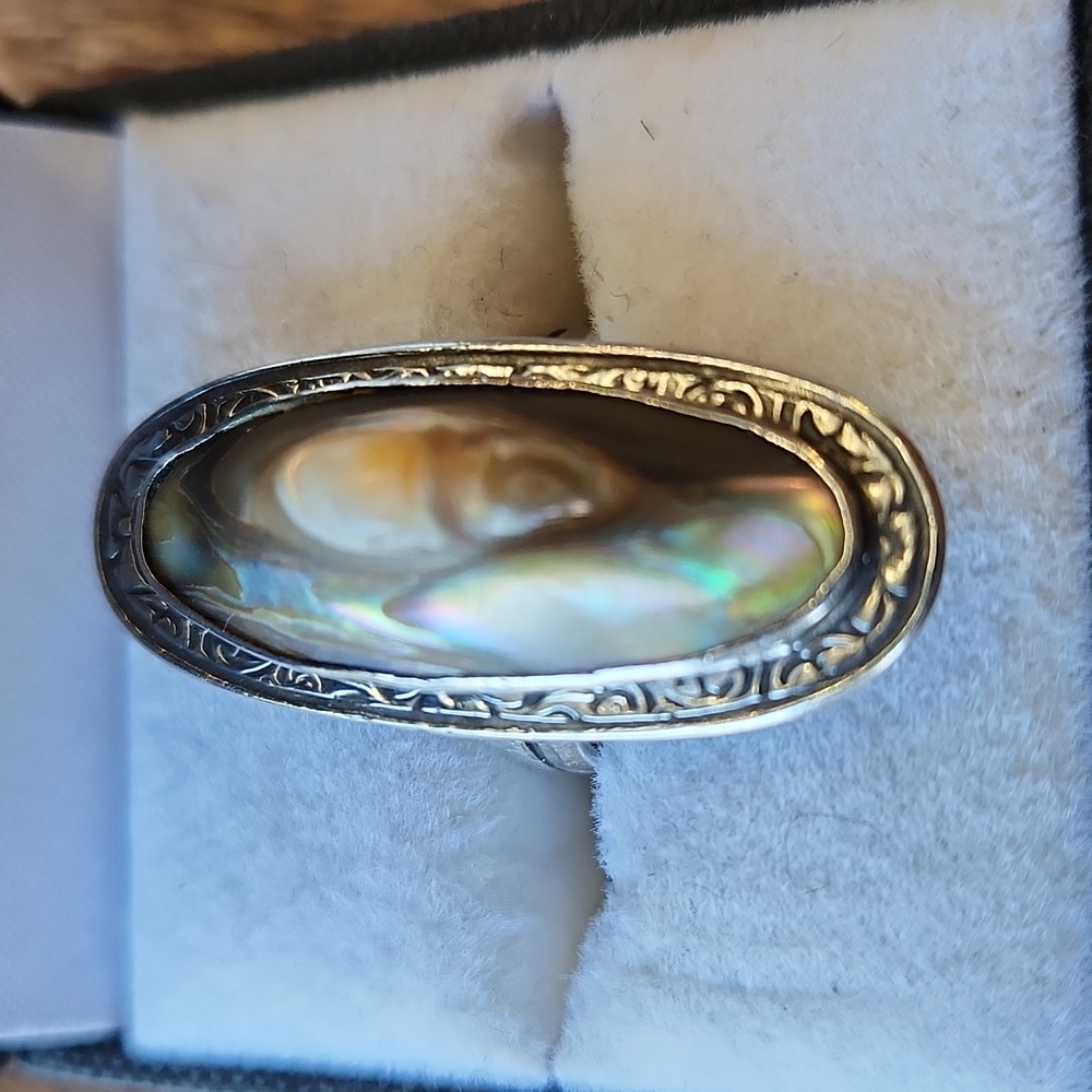Antique Sterling Blister Pearl Ring